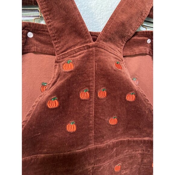 Kiel James Patrick Corduroy Pumpkin Brown Overall Skirt Dress - Picture 6 of 8